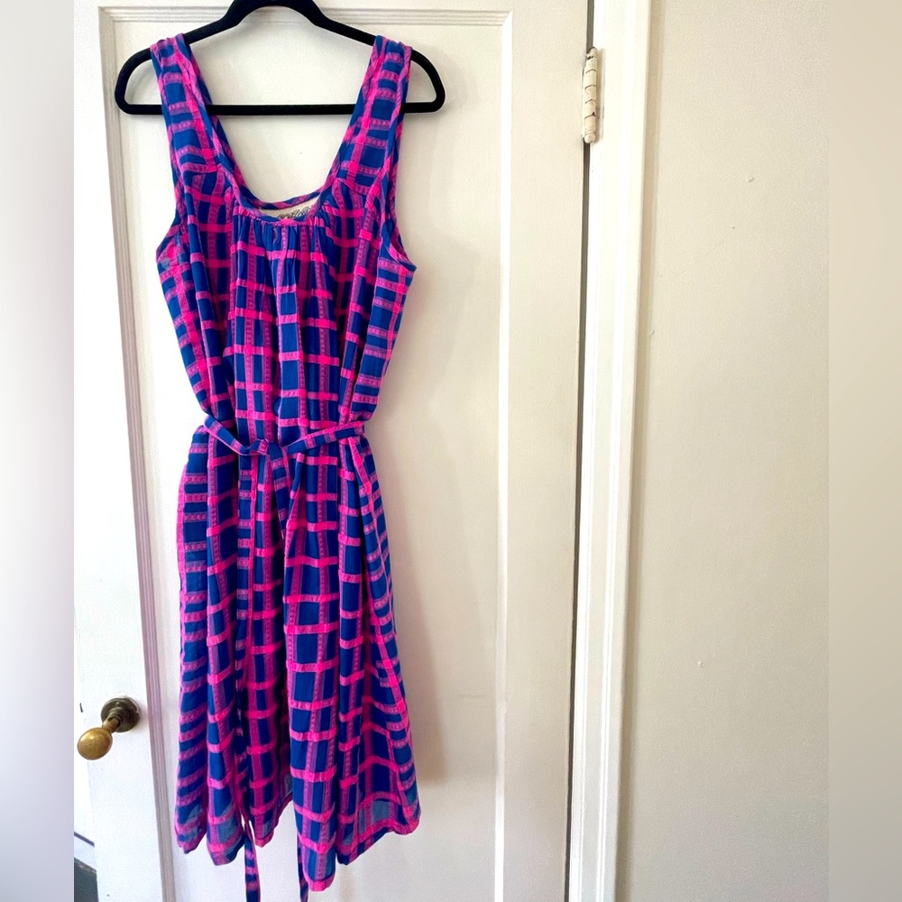 Ace & Jig Pink and Blue Grid Midi Dress